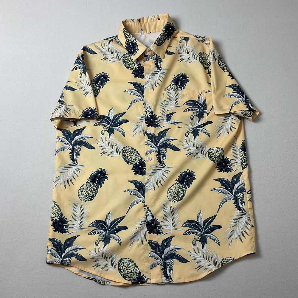 Tropical Hawaiian Style Yellow Pineapple Shirt Mens Small